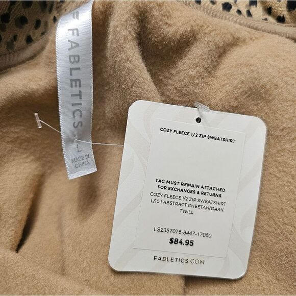 NWT FABLETICS Cozy Fleece Half Zip Abstract Cheetah Sweatshirt - Size Large - Picture 9 of 10